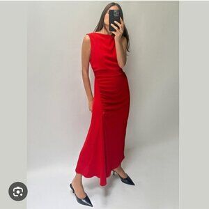 Zara red midi dress small